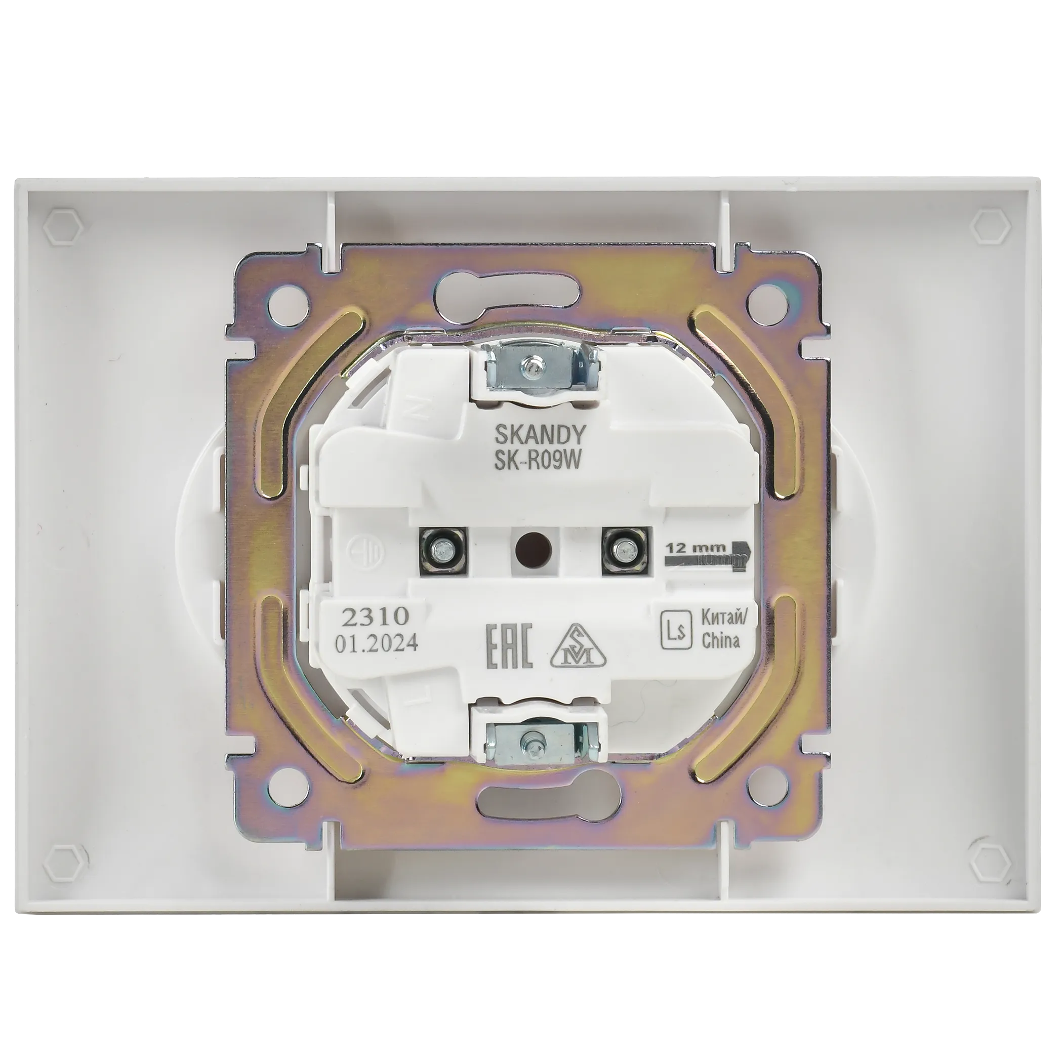 SKANDY Розетка 2-местная без заземления с защитными шторками 10А в сборе SK-R09W арктический белый IEK - Фото 4