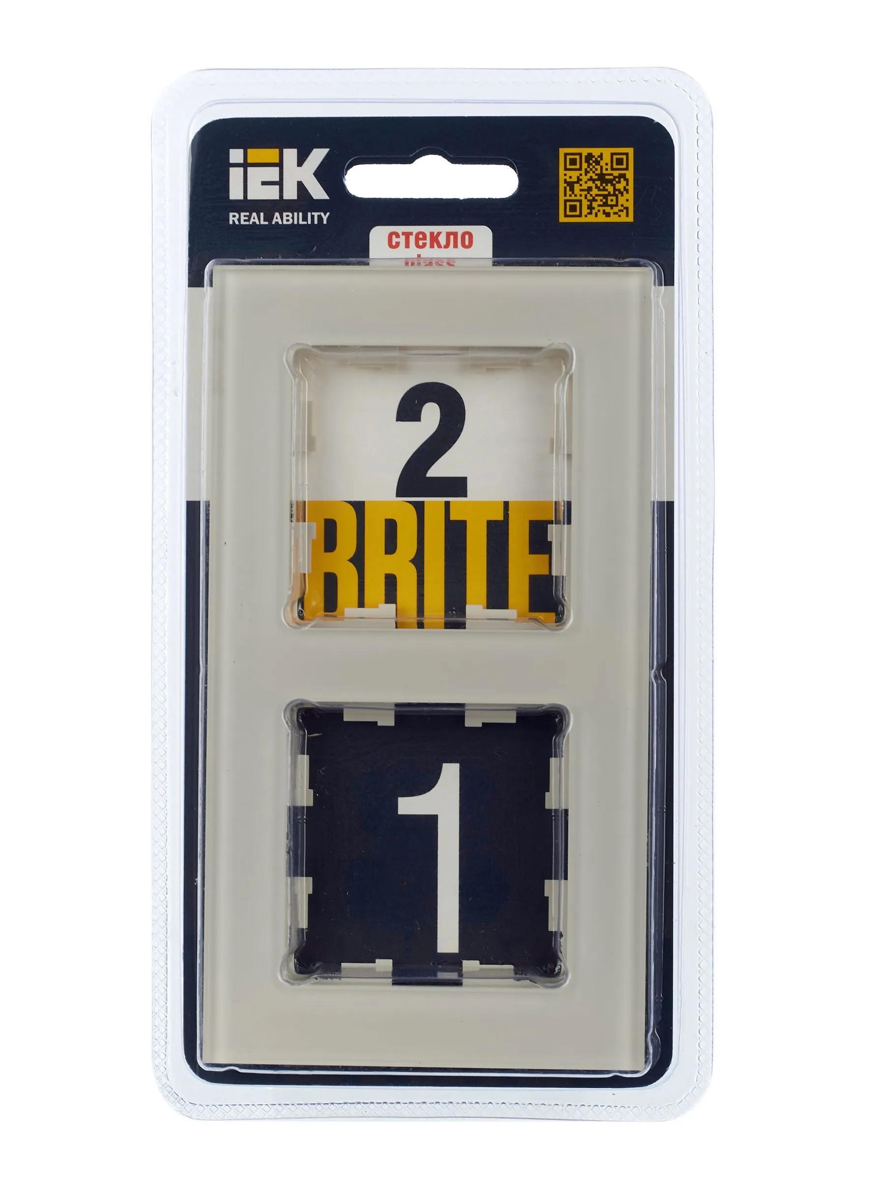 BRITE Рамка 2 -местная РУ-2-2-БрВа стекло ванильный IEK - Фото 6