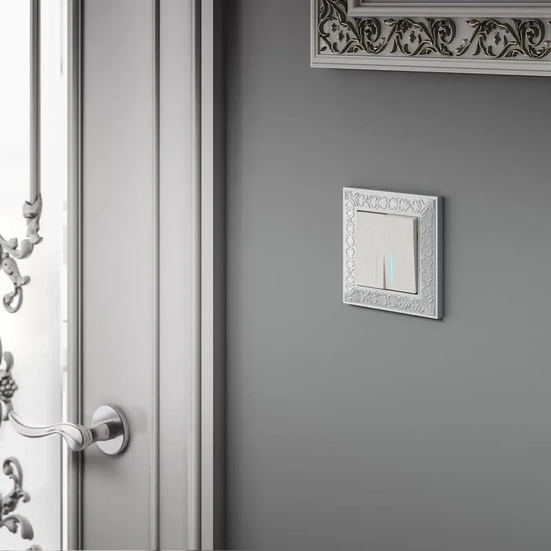 Выключатель двухклавишный с подсветкой (перламутровый рифленый) Werkel - Фото 3