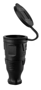 Розетка переносная с крышкой влагозащищенная 2P+PE 230V 16А IP54, каучук, черная - Фото 3