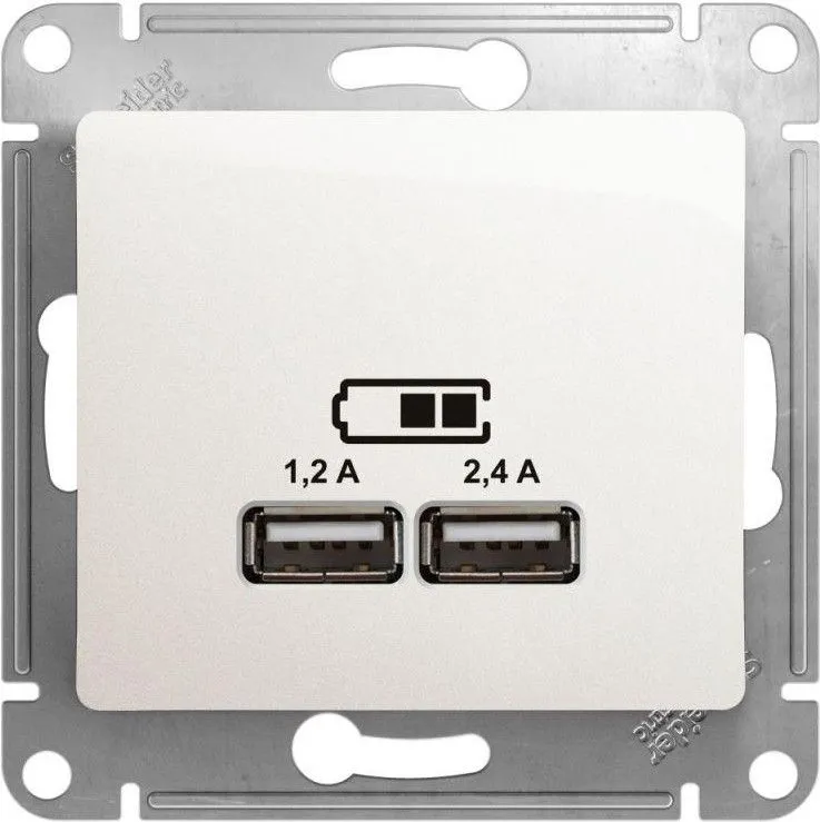 Розетка USB Glossa тип A+C 5В/2.4А 2х5В/1.2А механизм перламутр. SE GSL000639