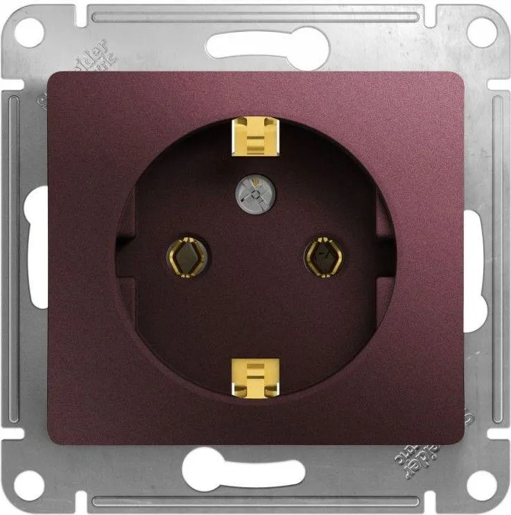 Розетка 1-м СП Glossa 16А IP20 250В с заземл. механизм баклажан. SE GSL001143