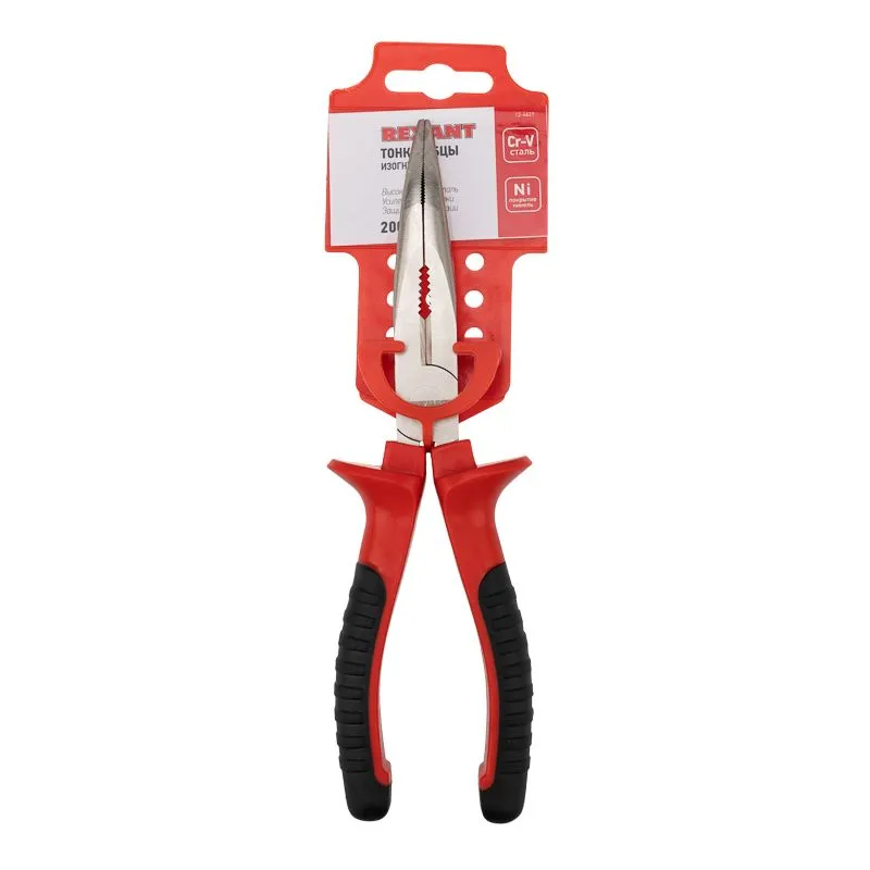 Тонкогубцы изогнутые 200мм никелированные, двухкомпонентные рукоятки REXANT - Фото 2