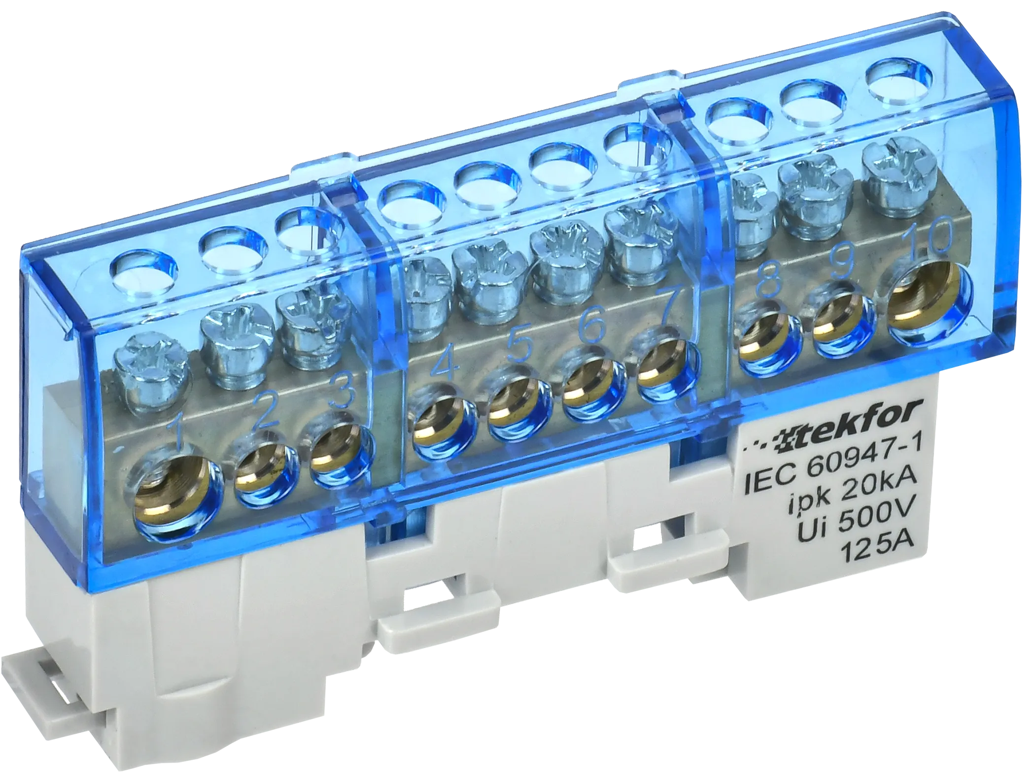 TEKFOR Шина N "ноль" изолированная на универсальном держателе 8х12-10-С IEK
