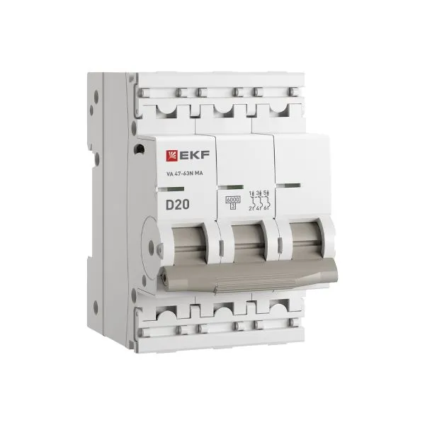 Авт. выкл. ВА 47-63N MA 3P 20А (D) 6кА без тепл. расцепит. PROXIMA EKF M63MA6320D