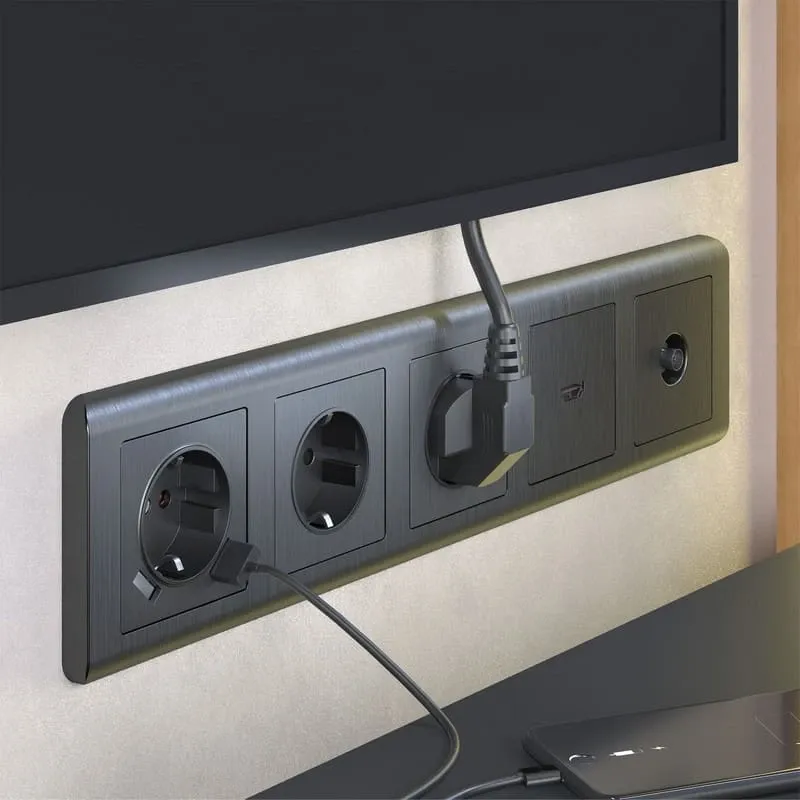 Розетка с заземлением и шторками (графит рифленый) Werkel - Фото 7