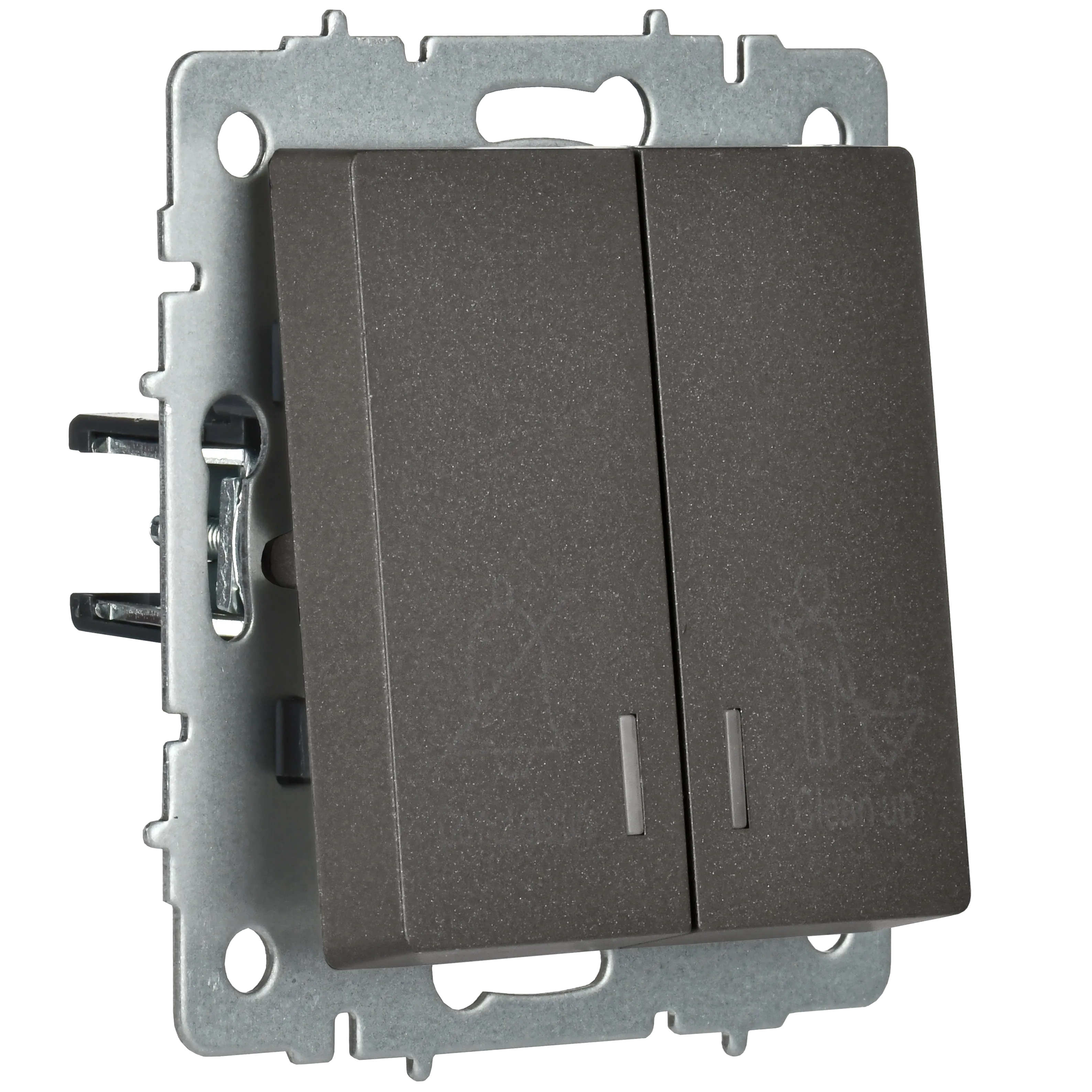 BRITE Выключатель 2-клавишный с индикацией для отелей 10А ВС10-2-9-БрТБ темная бронза IEK - Фото 5