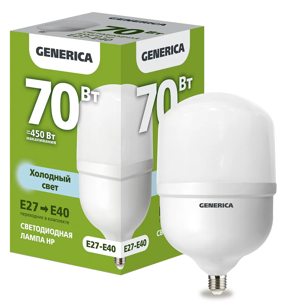 Лампа светодиодная HP 70Вт 230В 6500К E27-E40 GENERICA