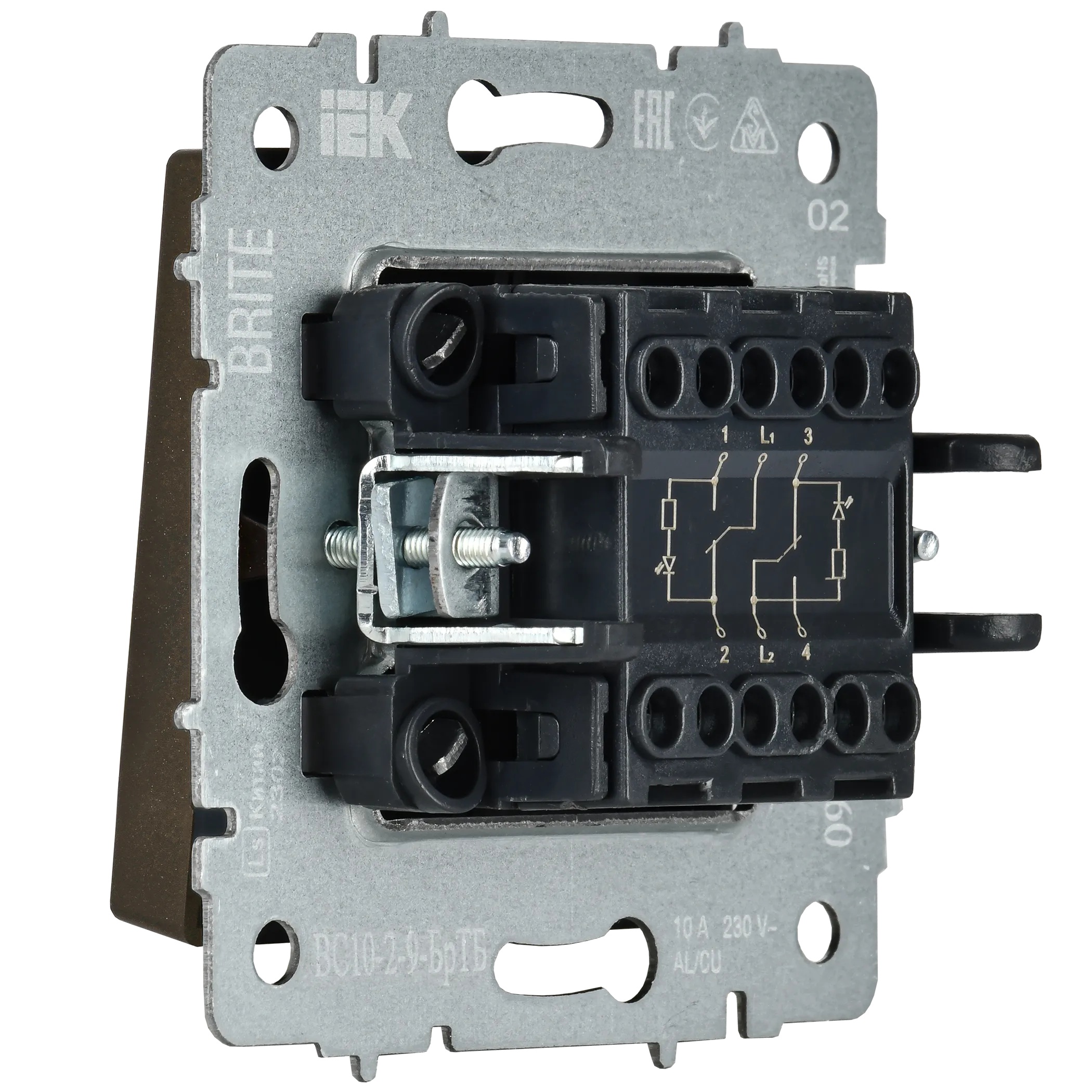 BRITE Выключатель 2-клавишный с индикацией для отелей 10А ВС10-2-9-БрТБ темная бронза IEK - Фото 8