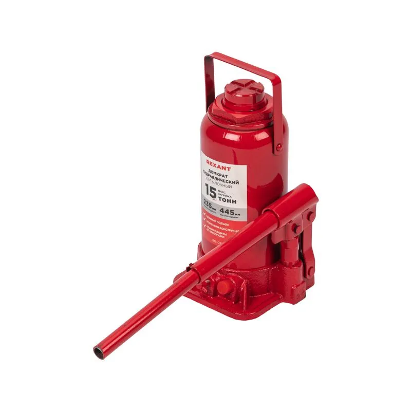 Домкрат гидравлический бутылочный 15т REXANT 80-0615