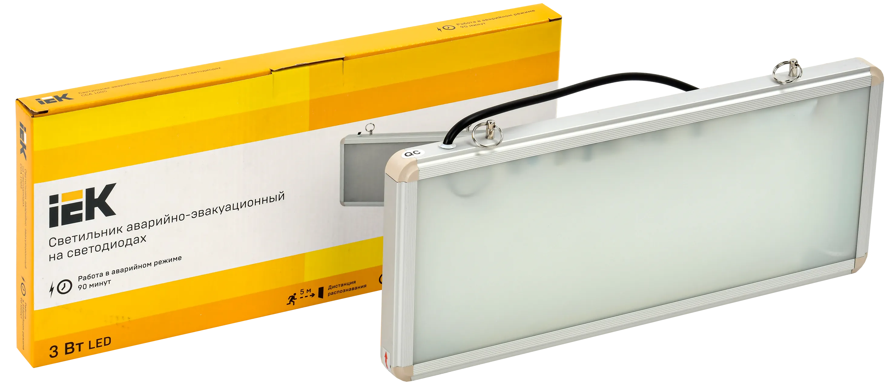 LIGHTING Светильник аварийный ССА1005 на светодиодах 3Вт 1,5ч односторонний без наклейки IEK - Фото 3