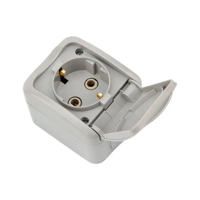 Розетка одноместная (керамика) Mini OG IP54 с/з, о/у, серая KRANZ - Фото 3