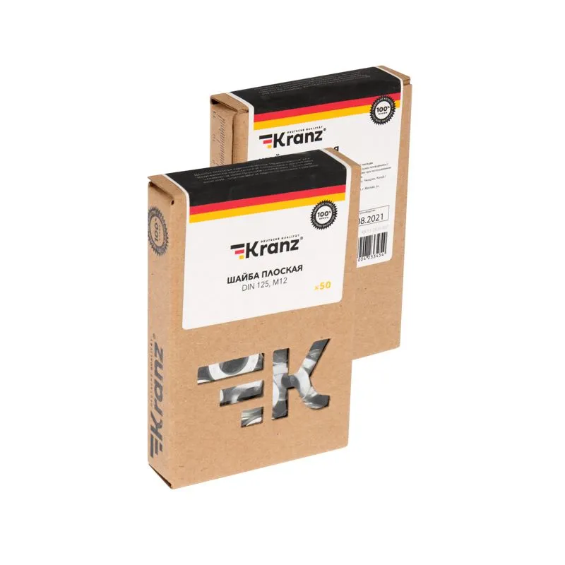 Шайба плоская DIN 125, M12, короб (50 шт/уп) KRANZ - Фото 3