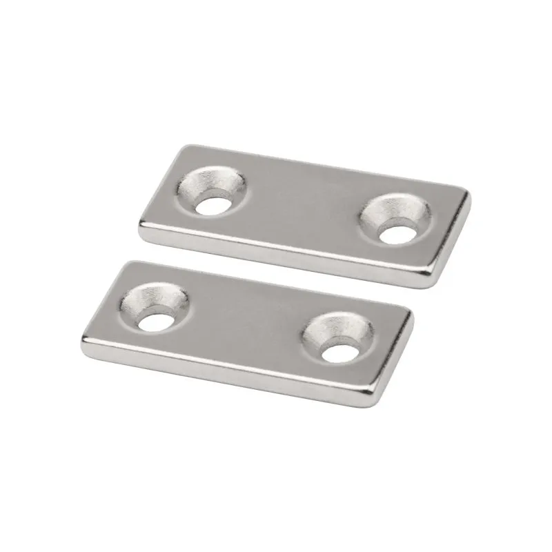 Неодимовый магнитный прямоугольник 35х15х3мм, с 2 зенковками 8х4мм (1 шт/уп) REXANT