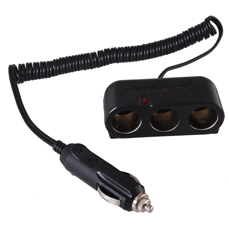 Разветвитель автоприкуривателя, 3 гнезда, спиральный шнур 1,5м REXANT