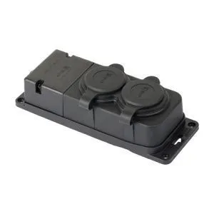 Роз. (колодка) двухмест. с защит. крышками каучуковая 230В 2P+PE 16A IP44 EKF PRO RPS-018-16-230-44-r
