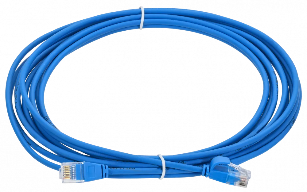 ITK Коммутационный шнур (патч-корд) кат.5E UTP LSZH 1,5м slim колпачок с язычком синий PC03-C5EUL-1M5-SL-WT