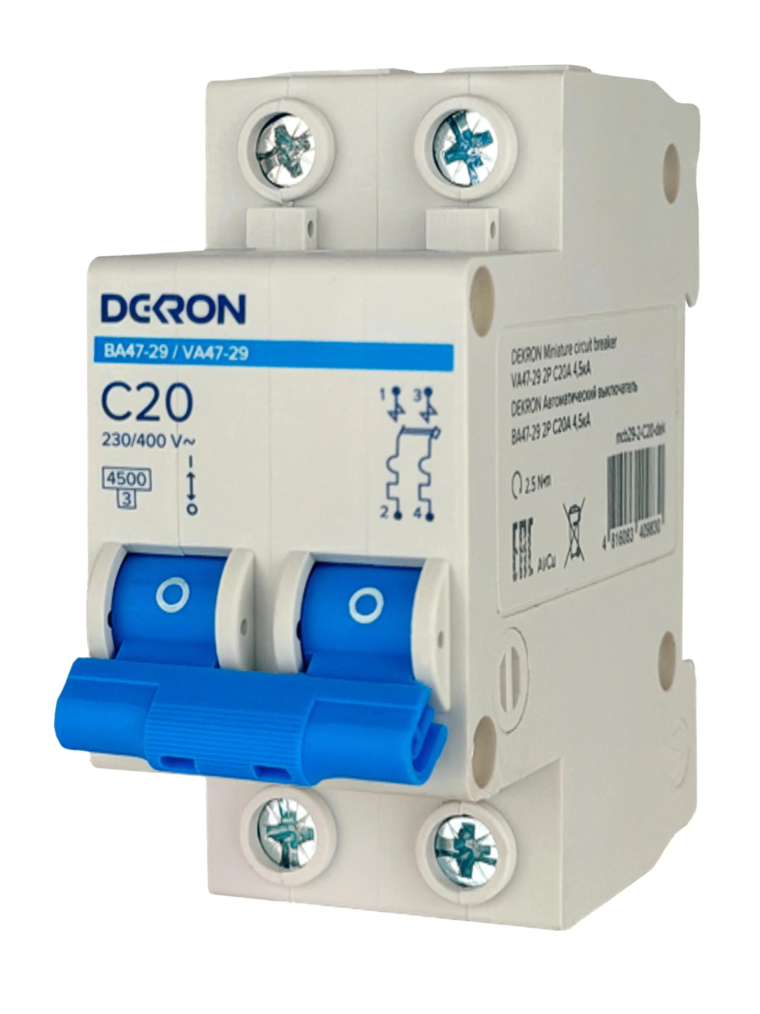 Автоматический выключатель ВА47-29 2P С20A 4,5кА - Фото 2