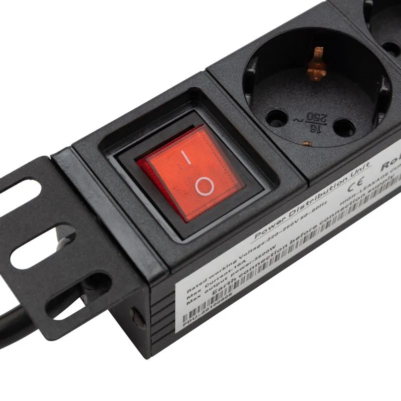 Блок розеток 19", 1U, 10А, 8 розеток, корпус алюминий, со шнуром питания - Фото 4