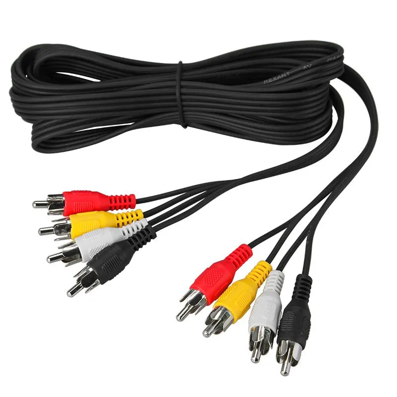 Шнур 4 RCA - 4 RCA, 5м черный REXANT - Фото 2