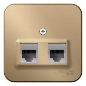 Розетка компьютерная + телефонная 2-м ОП Blanca RJ45 кат.5E + RJ11 с изолир. пластиной титан SE BLNIA045114 1210607