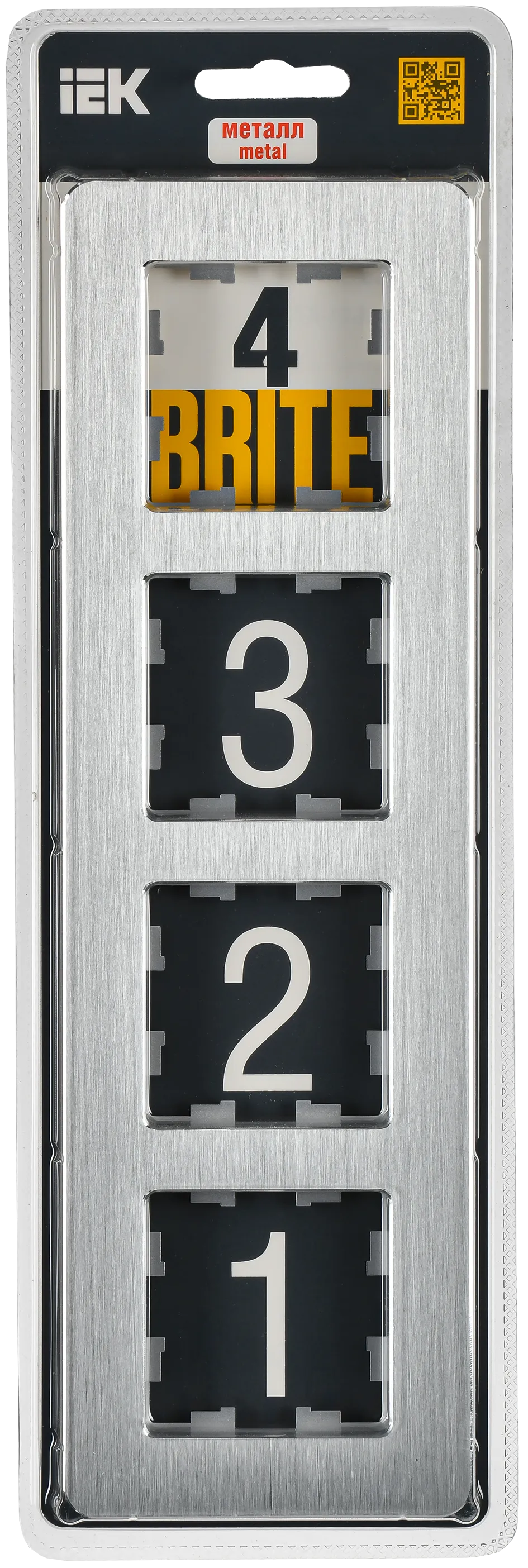 BRITE Рамка 4-местная РУ-4-1-Бр металл алюминий RE AL IEK - Фото 2