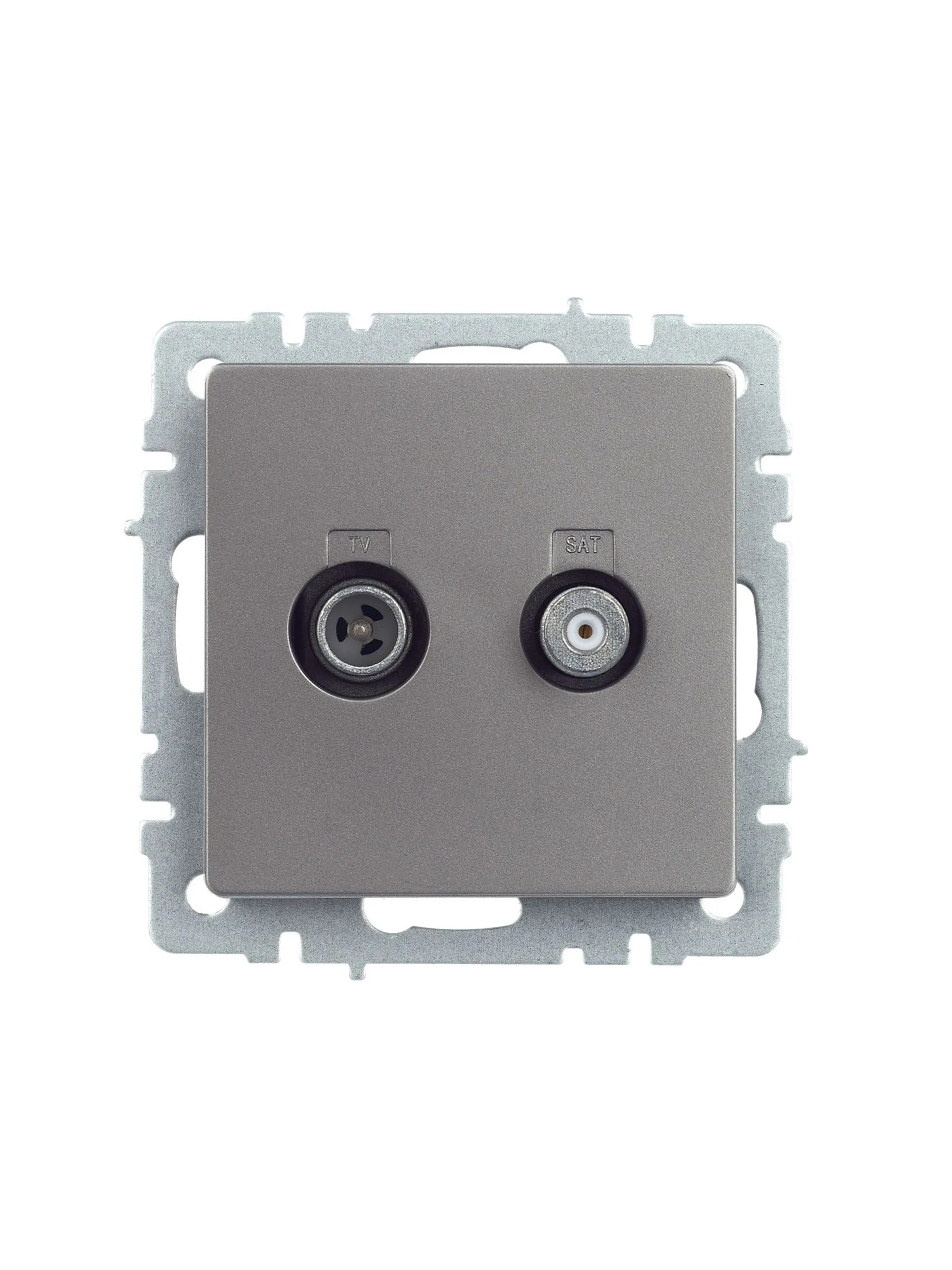 BRITE Розетка двойная TV+SAT РТВ/РСп12-БрС сталь IEK - Фото 2