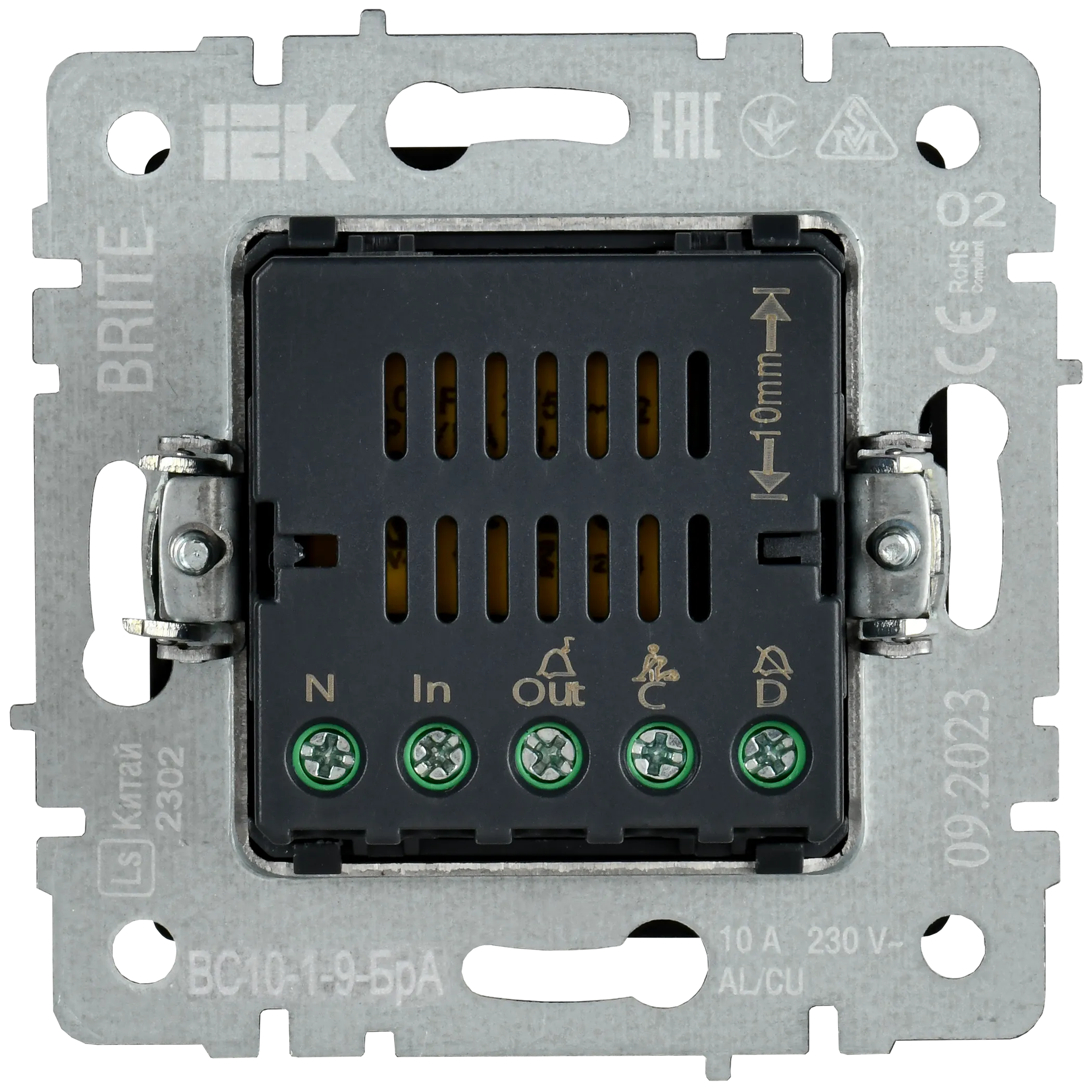 BRITE Кнопка звонка с индикацией для отелей 10А ВС10-1-9-БрА алюминий IEK - Фото 3