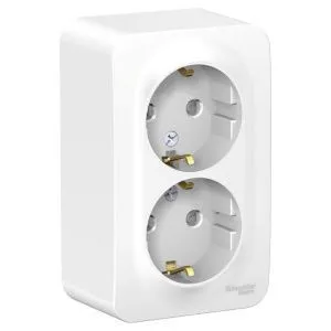 Розетка 2-м ОП Blanca 16А IP20 250В с заземл. защ. шторки с металлич. пластиной бел. SE BLNRA011221 1210444
