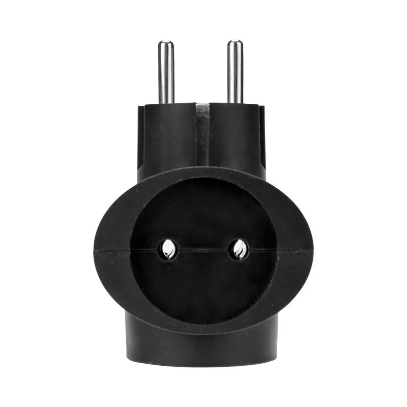 Тройник электрический универсальный 16А одно гнездо с/з черный REXANT - Фото 3