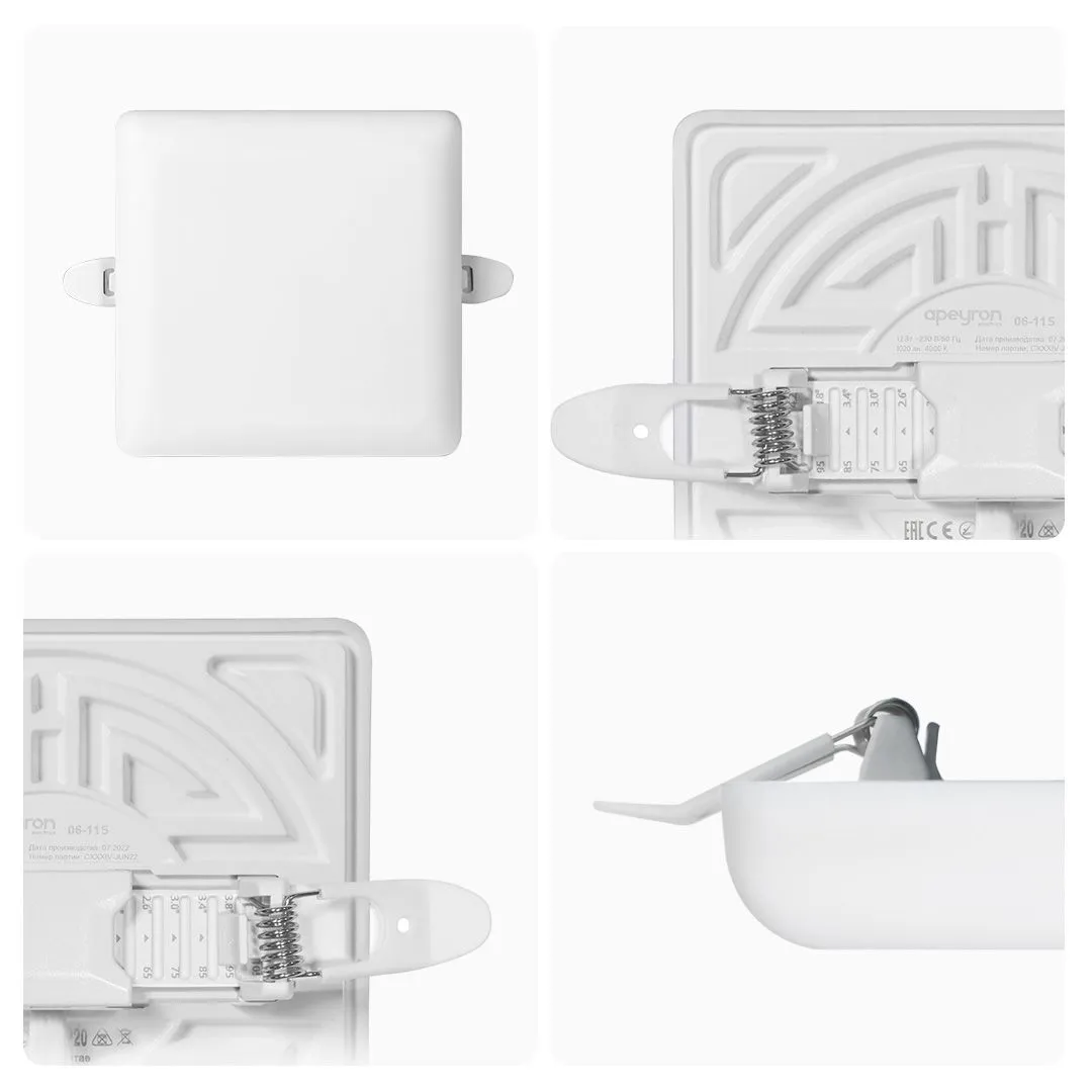 Панель светодиодная встраиваемая безрамочная FLP, 12Вт (8Вт+4Вт), 230В/50Гц, 1020лм, 6500К, IP20, 12 - Фото 12