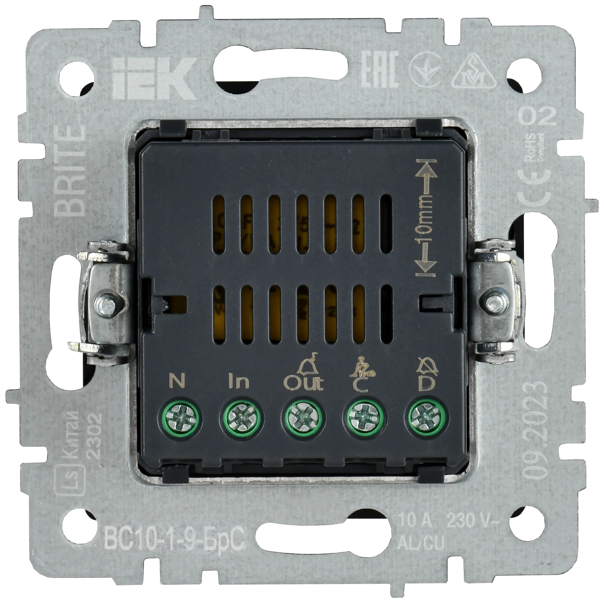 BRITE Кнопка звонка с индикацией для отелей 10А ВС10-1-9-БрС сталь IEK - Фото 8