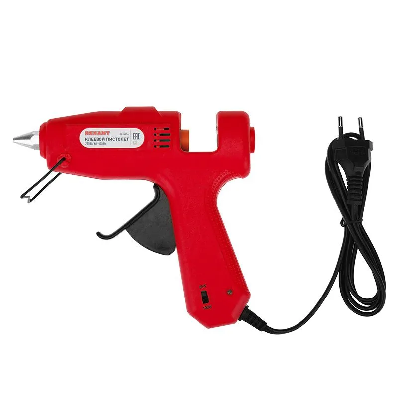 Пистолет клеевой, 60Вт/100Вт два режима, Ø11мм, блистер REXANT 12-0116