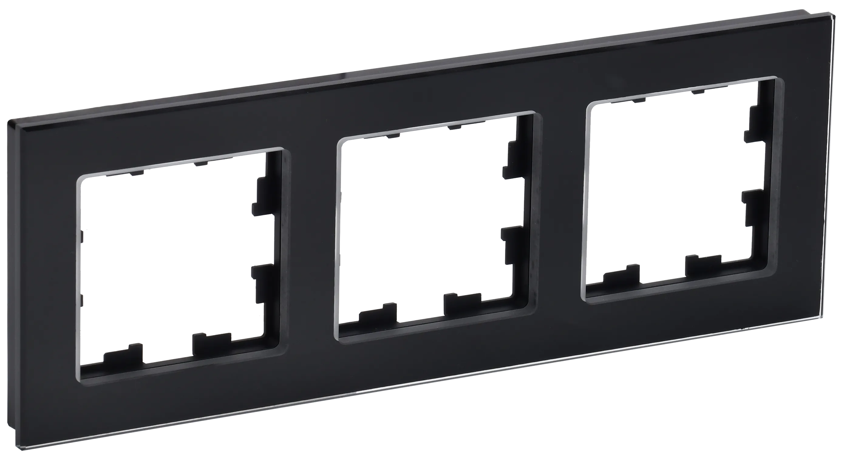 BRITE Рамка 3 -местная РУ-3-2-БрЧ стекло черный IEK