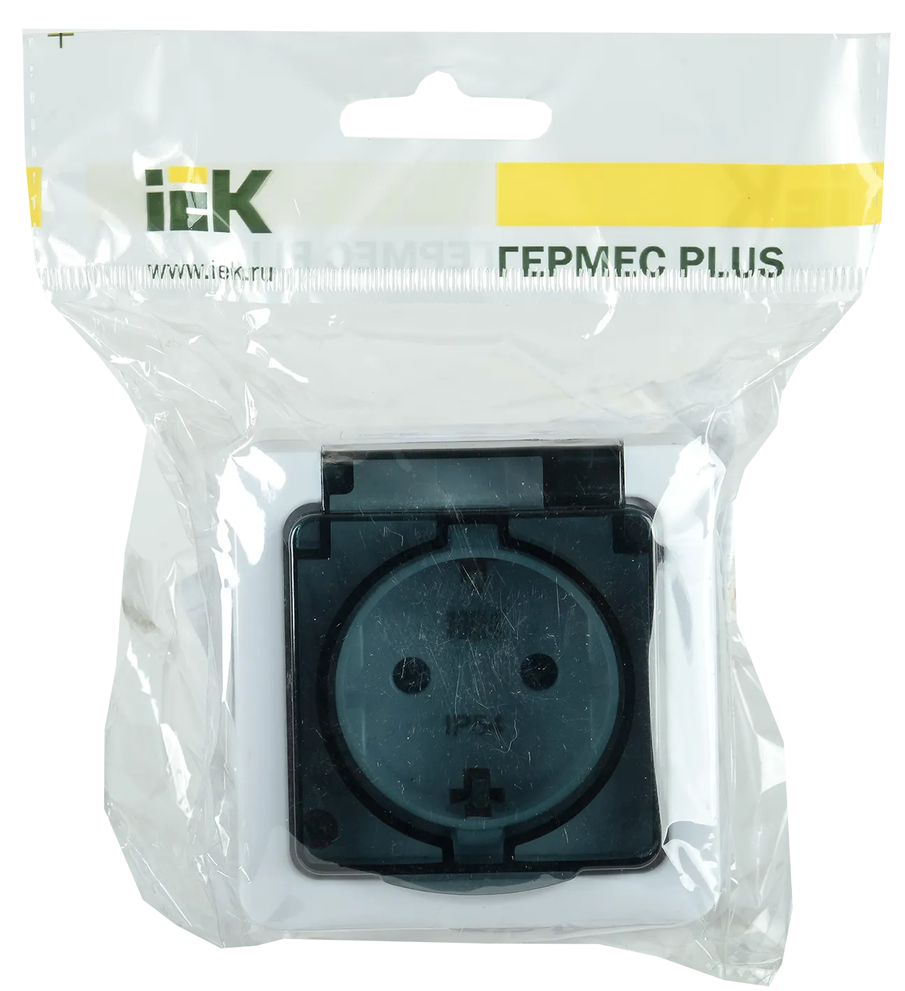 Розетка 2-местная для открытой установки РСб22-3-ГПБд с заземляющим контактом IP54 ГЕРМЕС PLUS (цвет крышки: дымчатый) IEK - Фото 2