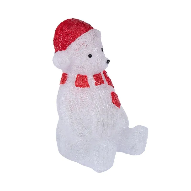 Акриловая светодиодная фигура Медвежонок в красном колпаке 56 см, 200 светодиодов, IP 65, понижающий - Фото 3