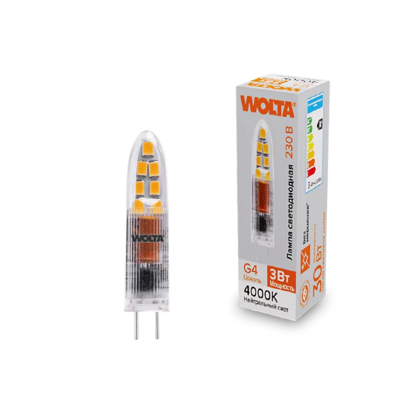 Светодиодная лампа WOLTA WSTD-JC-220V3W4KG4-P 3Вт 4000K G4