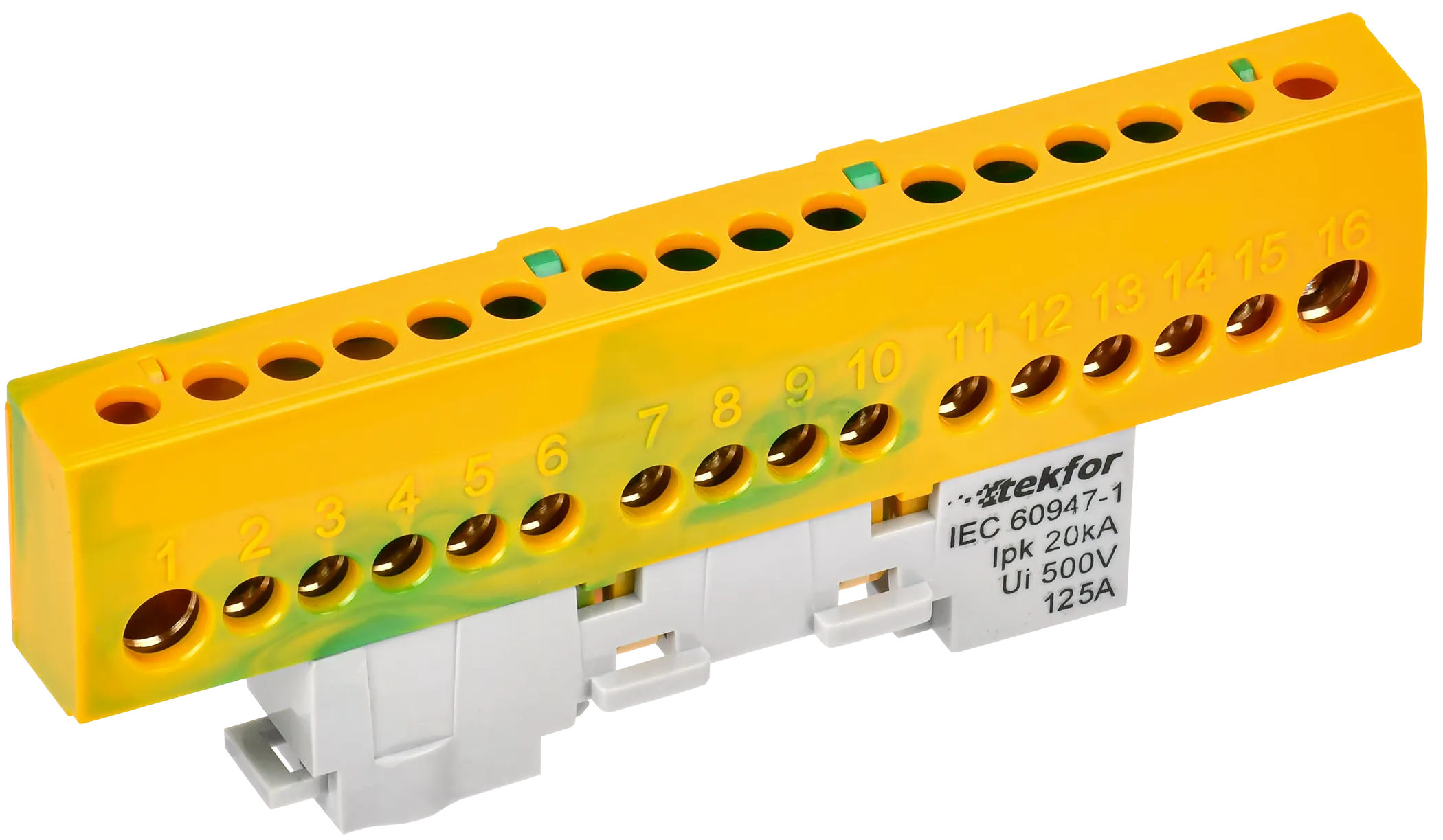 TEKFOR Шина PE "земля" изолированная на универсальном держателе 8х12-16-ЖЗ IEK TF-NN20-16-KL-K52