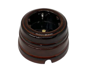 Розетка ретро фарфоровая двухполюсная с з/к, в комплекте с подъемной рамкой 16А 250В, цвет -  петров