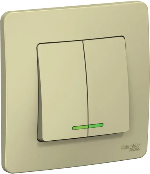 Выключатель 2-кл. СП Blanca 10А IP20 (сх. 5) 250В с подсветкой беж. SE BLNVS010517 - Фото 3