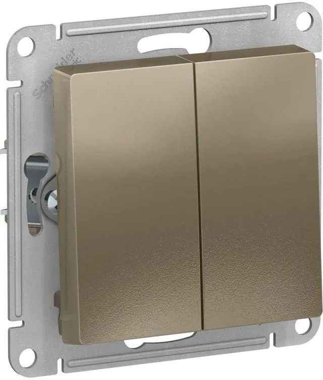 Выключатель 2-кл. СП AtlasDesign 10А IP20 (сх. 5) 10AX механизм шампань SE ATN000551