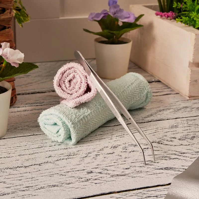 Пинцет изогнутый, узкий, фиксатор, рифленый 155мм ПРОФИ - Фото 2