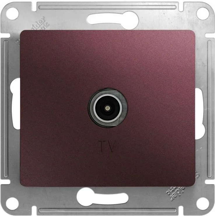 Розетка телевизионная TV Glossa коннектор механизм баклажан. SE GSL001193