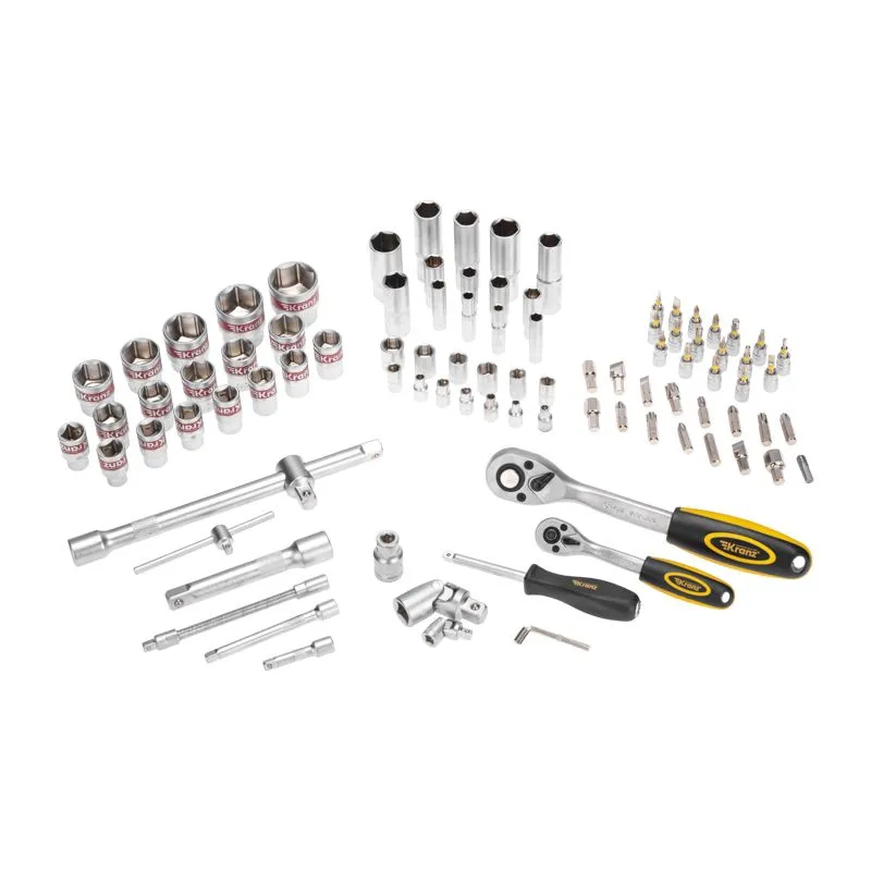 Набор инструментов, 1/2, 1/4, CrV, пластиковый кейс, 94 предмета KRANZ - Фото 2