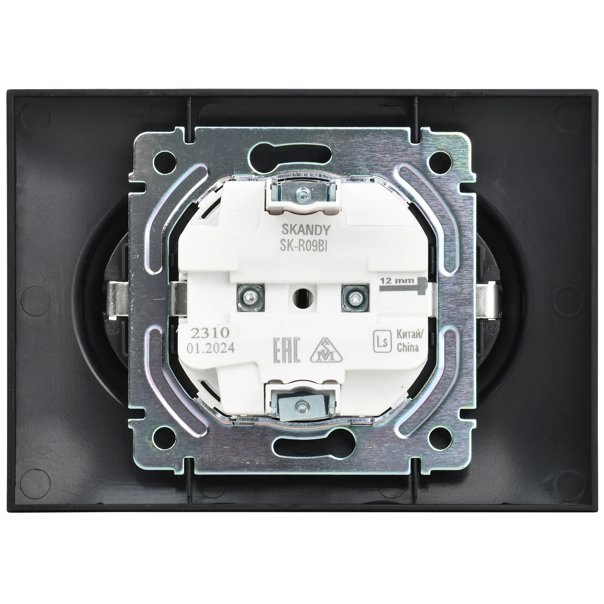 SKANDY Розетка 2-местная без заземления с защитными шторками 10А в сборе SK-R09Bl черный IEK - Фото 3