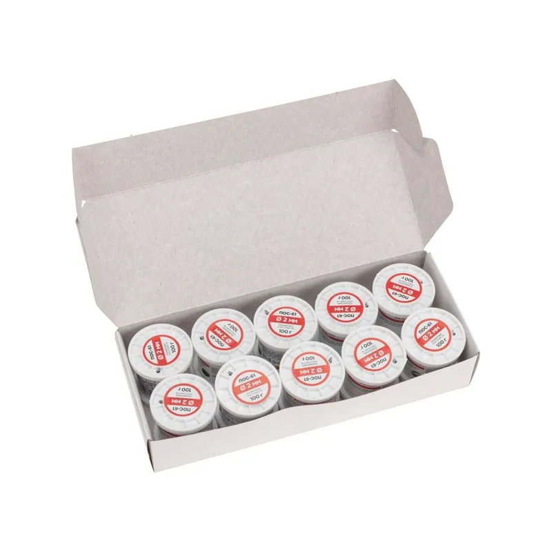 Припой с канифолью ПОС-61, 100г, Ø2мм, (олово 61%, свинец 39%), катушка REXANT - Фото 5