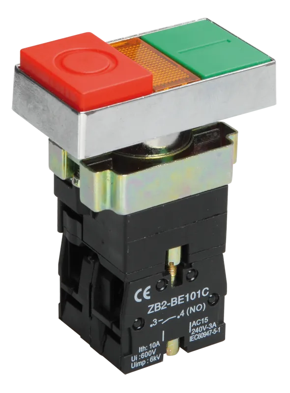 Кнопка управления LAY5-BW8465 "I-O" сдвоенная с подсветкой 1NO IEK