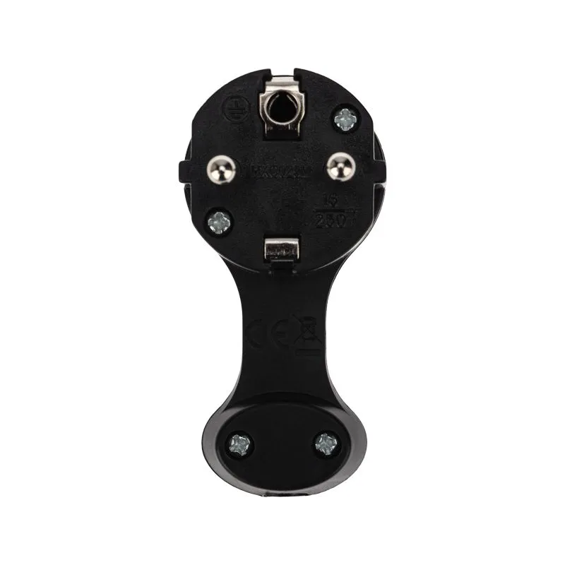 Вилка Евро угловая с з/к 16 А плоская за шкаф черная REXANT - Фото 5