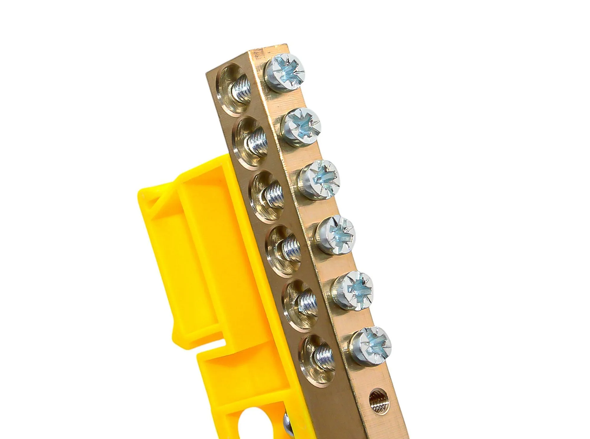 Шина PE "земля" на DIN-изоляторе ЖЕЛТЫЙ 8х12-12 - Фото 4