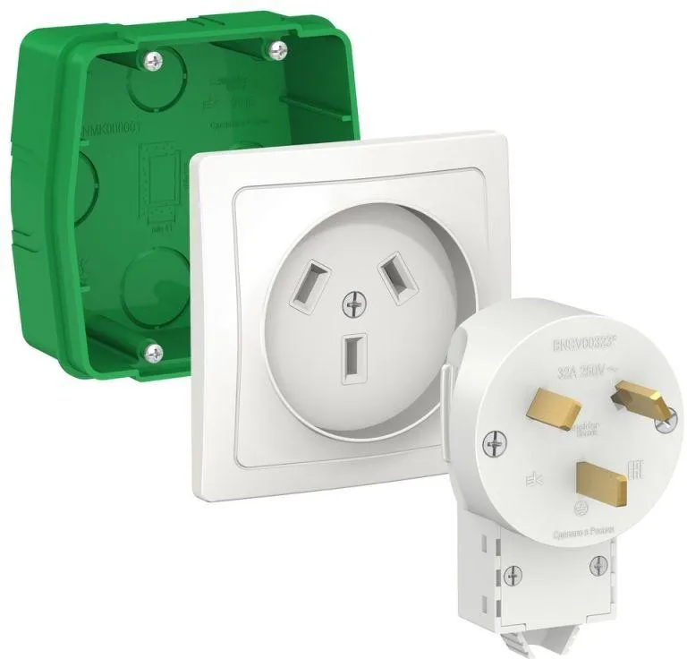 Комплект силовой СП Blanca 32А 250В (монтажная коробка + розетка + вилка) бел. SE BLNSK013231